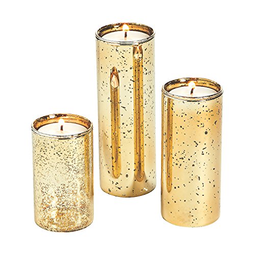 Fun Express Gold Flecked Mercury Cylinder Glass Tea Light Candle Holders