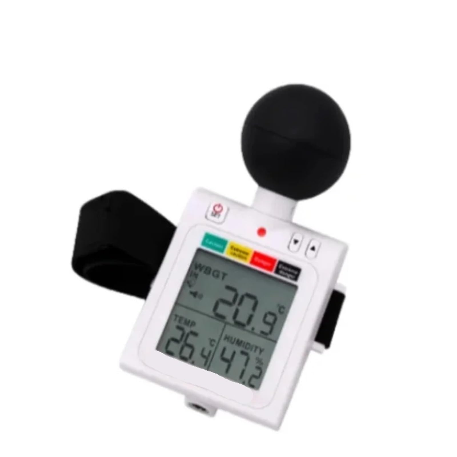 Détecteur de gaz, AZ87783 Compteur d'indice de prévention des Coups Chaleur température et d'humidité Moniteur à Boule Noire extérieure, pour la Maison