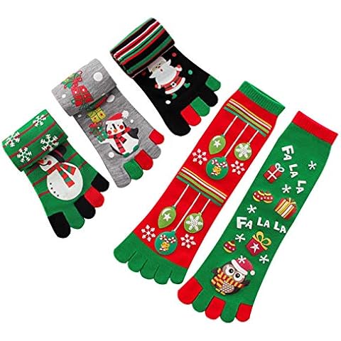 Six Pairs Christmas Five Finger Socks Cover