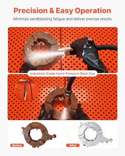 Image of VEVOR Heavy Duty Sandblasting Cabinet Kit with Pressurized Tank, Industrial-Grade Steel Sand Blasting Cabinet - with Dust Collector and Casters for Oversized Parts Surface Finishing, Rust Removal