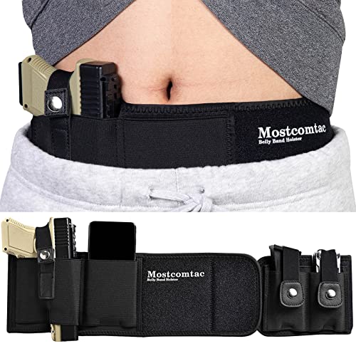 Belly Band Holster for Concealed Carry - Mostcomtac Gun Holsters for Men Women, Waist Holster for Pistols, Fit Glock, Ruger Lcp, S&W M&P 40 Shield Bodyguard, Sig Sauer, Beretta, 1911, Etc(Black M) Belly Band Holster for Concealed Carry - Mostcomtac Gun Holsters for Men Women, Waist Holster for Pistols, Fit Glock, Ruger Lcp, S&W M&P 40 Shield Bodyguard, Sig Sauer, Beretta, 1911, Etc(Black M)