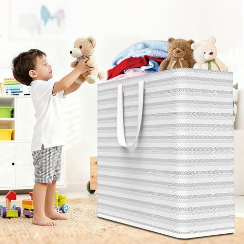 Image of XXXXXL 53gal(200L) Large Laundry Basket, Laundry Hamper 3 Section with Reinforced Handles, Waterproof Collapsible Clothes Hamper for Bedroom Laundry Room Dorm Bathroom
