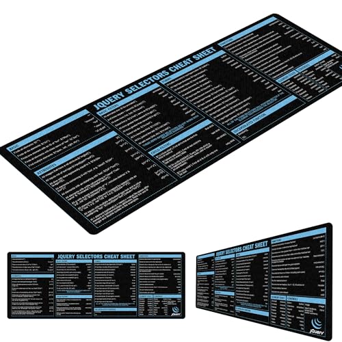 Image of jQuery Selectors Cheat Sheet Mouse Mat KMH Mouse Pad for Web Developers JavaScript Learners Coder Computer jQuery Large Desk Mat, Essential Computer Accessories for Study, Work, and Reference Purposes