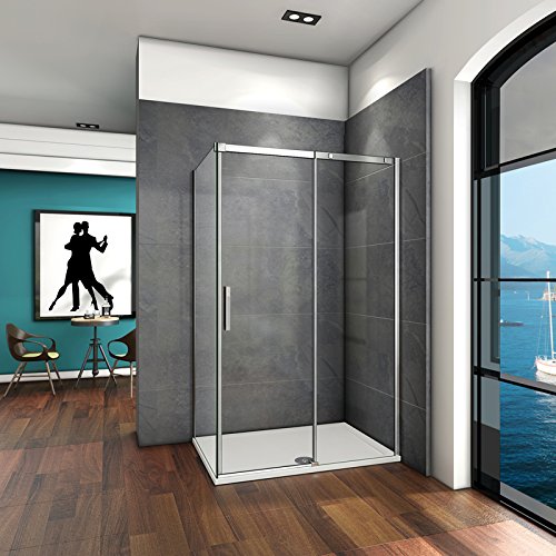 Porte de coulissante 120x90x195cm avec paroi de douche en verre anticalcaire