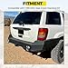 KUAFU Off-Road Rear Bumper Compatible with 1999-2004 Jeep Grand Cherokee WJ w/2 Inch Hitch Receiver & D rings Steel