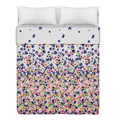 Couvre-lit bouti de Fleurs Rose Classique en Microfibre pour lit de 150 cm - LOLAhome