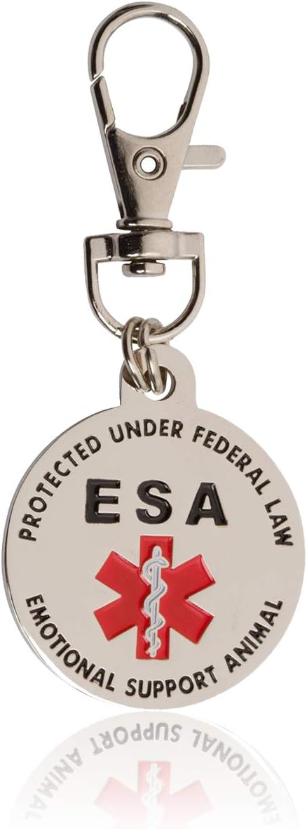 DOUBLE SIDED Emotional Support Animal (ESA) Red Medical Alert Symbol and Protected by Federal Law 1.25 inch ID Tag. QUICK RELEASE metal lobster clamp allowing you to switch between collars and vest. : Pet Supplies