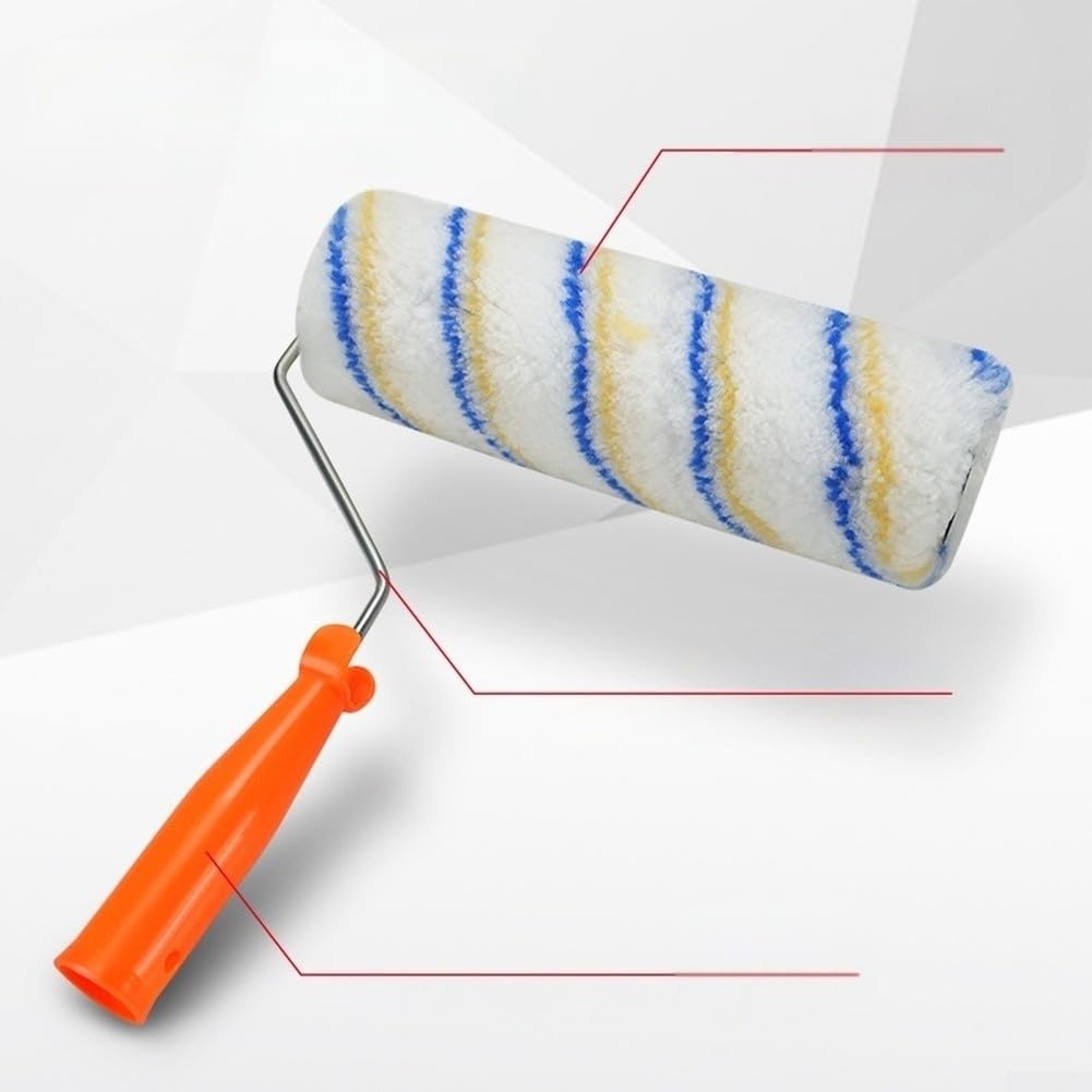 Set di 9 strumenti per pittura, vassoio con spazzola a rullo con spazzola in nylon, raschietto, guanti di carta vetrata, strumenti manuali arancioni per la decorazione della parete della casa