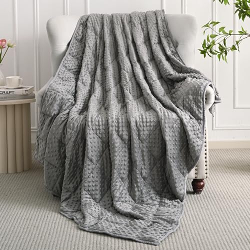 Mr. Sandman Weighted Blanket for Adults Queen Size 15 lbs, Soft Cooling Heavy Minky Blanket for Sleep, Washable Throw Blanket with Glass Beads, 60 x 80 Inches, Grey - Image 3