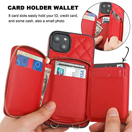 Bocasal Crossbody Wallet Case Card Holder for iPhone 14 Plus, Red by Bocasal - Used condition - Image 4