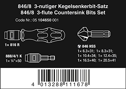 Wera - 5104650001 846/8 Kraftform Countersink Bit And Bit Set, 8-Piece #TOP1