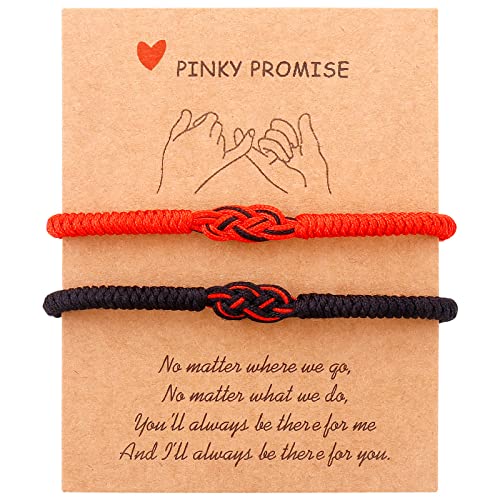 Pulseras de cuerda roja hechas a mano para pareja miniatura 1