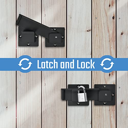 Steinwhale Outdoor Wooden Fence 7.5" Flip Gate Latch Lock 4mm Heavy Duty Aluminum Alloy, Double Gate, Barn Door, Shed, Swing and Sliding Open Gate, Outdoor Security, 2Pack