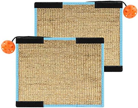 Pawaboo Cat Scratching Mat, [2 Pack] 12.4" x 9.64" Cat Scratcher Sisal Cat Scratching Post for Cats Kittens Kitty Grinding Claws, Protecting Furniture, Yellow