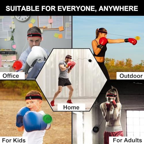 image for Dermasy Upgraded Boxing Reflex Ball, Training Ball with Headband Perfe