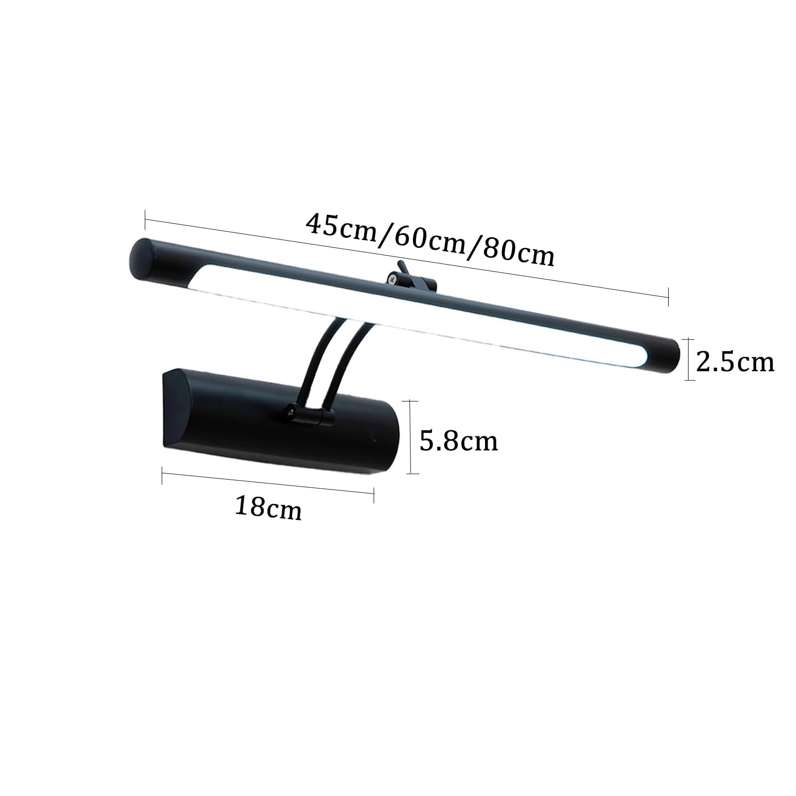 LED Spiegellampe Bad Wandleuchten Dimmbar Wasserdicht IP44 Wandleuchte Spiegellampe Einstellbar Innen Badleuchte 3000K-6500K Wandbeleuchtung für Badschrank Keller Küche (Gold,45cm)