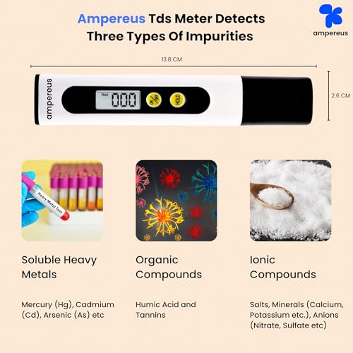 Image of AMPEREUS Digital TDS & pH Meter | Water Quality Tester for Home, RO, Aquarium & More | Accurate Water Purity, pH Level & TDS Checker for Reliable Testing