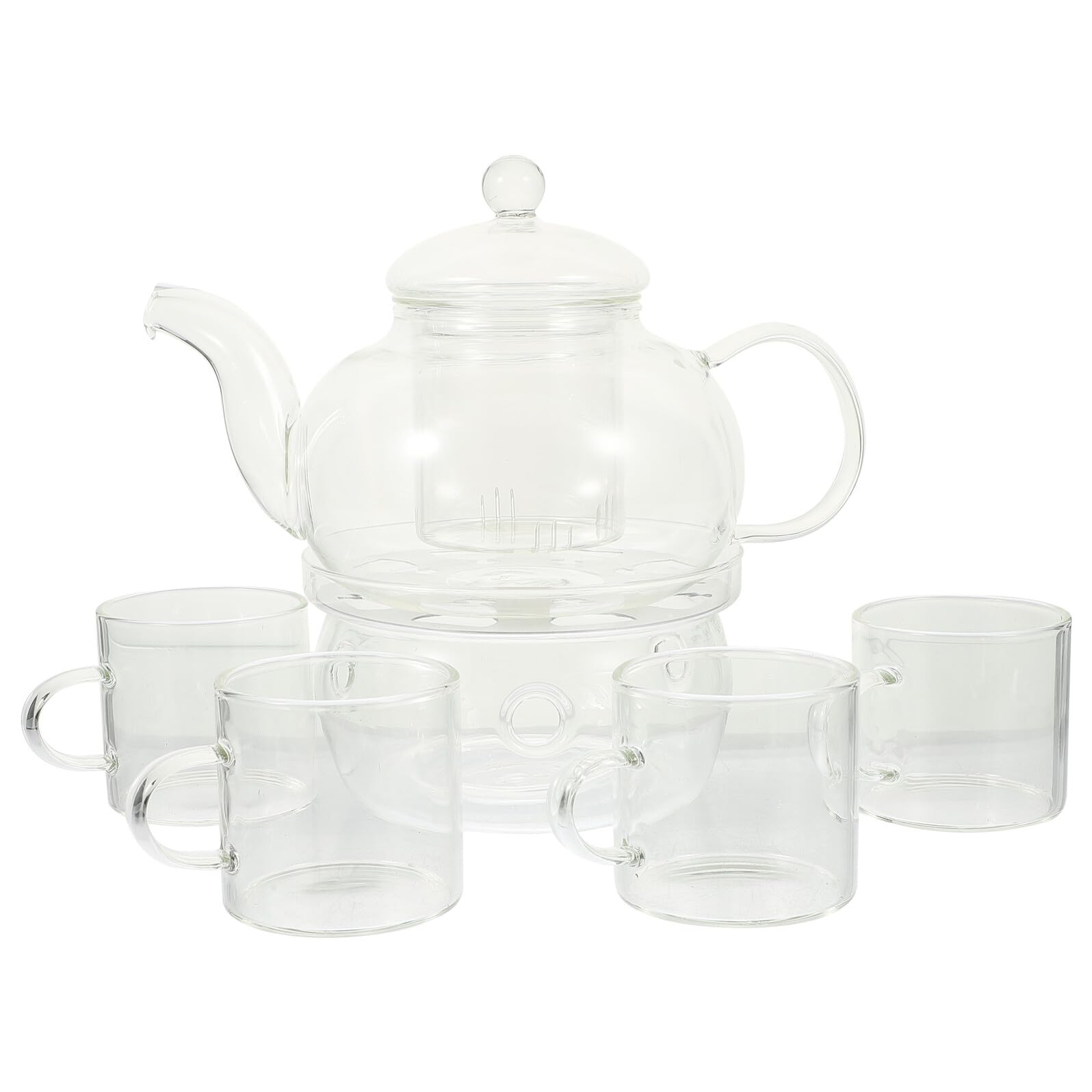 DOITOOL Hitzebeständiges Teekannen Satz aus Glas mit Tasse und Kerzenständer Tragbares Chinesisches Teeservice Anti Scalding Funktion für Elegante Teezeremonien