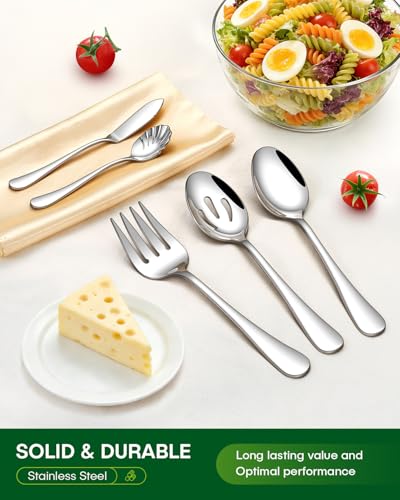 Image of PHILIPALA 45 Piece Silverware Set with Serving Utensils, Stainless Steel Flatware Set for 8 Food Grade Novelty Flatware Cutlery Utensil Set Include Knife Fork Spoon Mirror Polished Dishwasher Safe