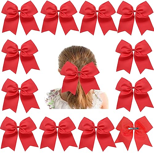 Grands nœuds rouges de 20,3 cm Hipheer en ruban pour coiffure festive d'adolescentes
