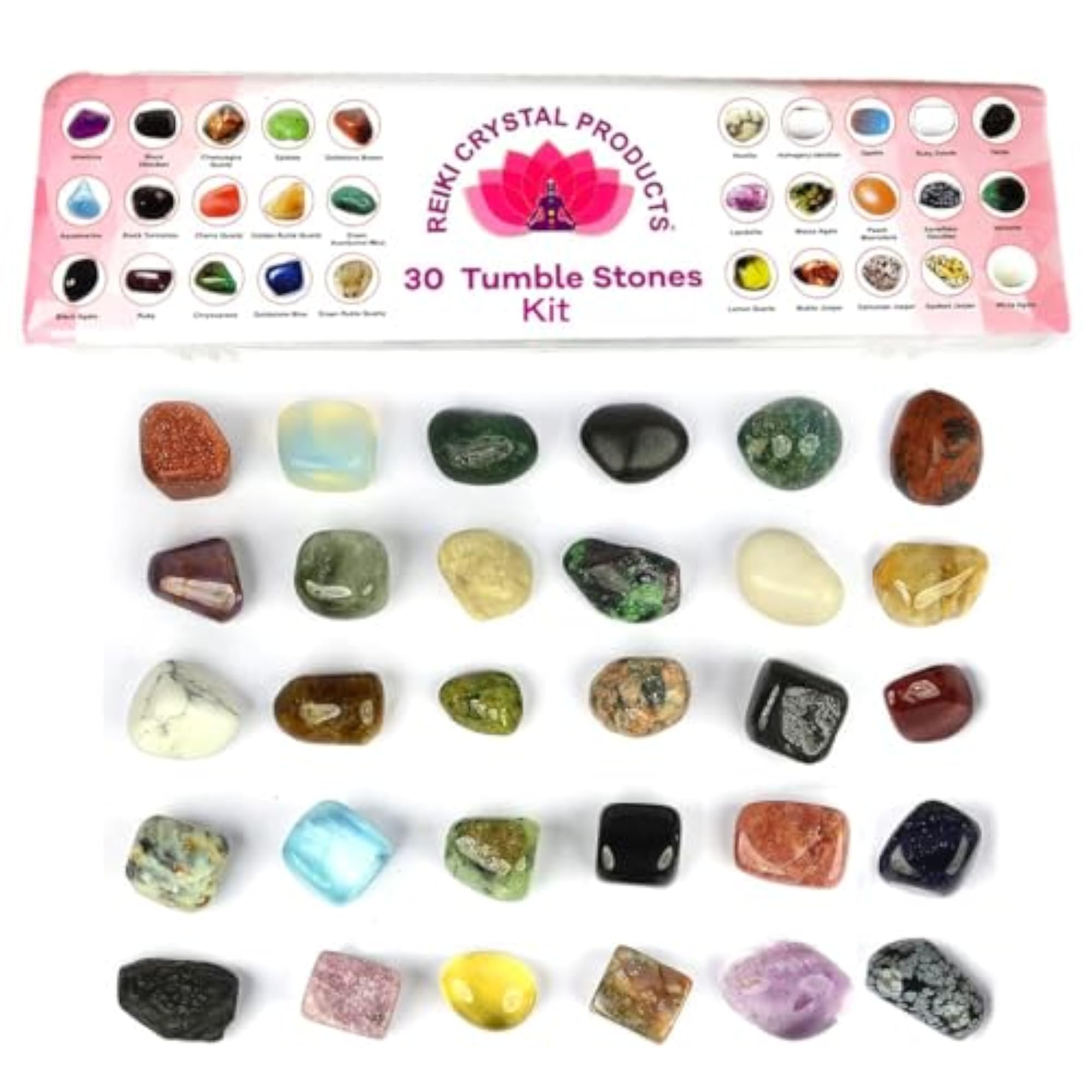 30 Chakra Tumble Kit Natural Crystal Tumble Stone Set