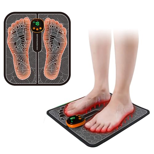 EMS Foot Massager, Electronic Muscle Stimulatior Massage Mat, 8 Modes 18 Intensities Relax Muscles, Folding Portable Feet Massage Machine