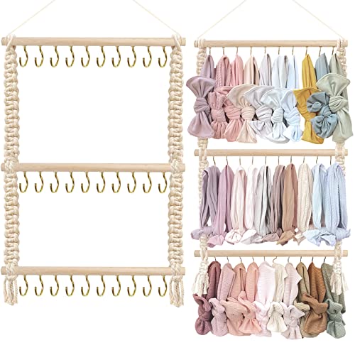 Image of TOKUFAGU Headband Holder for Girls - Hair Accessories Organizer with Bows for Nursery Room Wall Decor