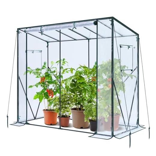 WELLGRO Mini Gewächshaus für 24 Pflanzen - ca. 27x19x10 cm (LxBxH) je Zimmergewächshaus, grün/transparent, Kunststoff/Zellulose - Menge wählbar, Stückzahl:2 Stück 15 Ohuhu Tomaten Gewächshaus Foliengewächshaus mit PVC-Abdeckung und Fernster, Begehbarer Gewächshaus 200x77x170 cm Gewächshaus Klein Winterfest Tomatenhaus für Optimales Pflanzenwachstum