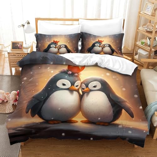 Parure de lit pingouin 140x200 housse de couette enfant microfibre - 3