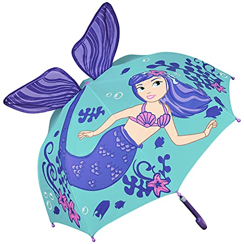 VON LILIENFELD® Paraguas Infantil Sirenita Sirena Niños Niñas Ligeramente Estable Colorido...