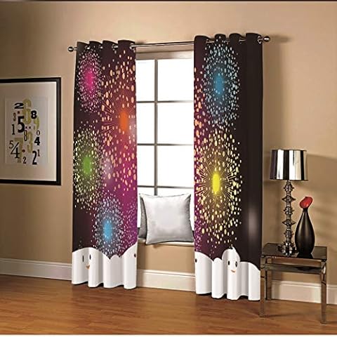 KnSam Blackout curtain eyelets, fire brigade snowman curtains, blackout curtain, colourful blackout curtain for hotels, offices, living rooms, bedrooms, children's rooms, 214 x 214 cm (width x height) Cover