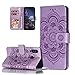 Produktbild HMTECH Galaxy A40 Hülle,Für Samsung Galaxy A40 Handyhülle Prägung Mandala-Blume Flip Case PU Leder Cover Magnet Schutzhülle Tasche Skin Ständer Handytasche für Samsung Galaxy A40,LD Mandala Purple