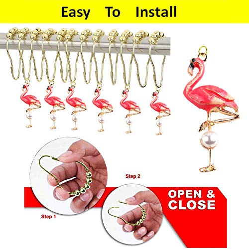 Zilucky Set Of 12 Flamingo Shower Curtain Hooks Decorative Home Bathroom Stainless Steel Rustproof Shower Curtain Rings Decor Accessories thumb #3