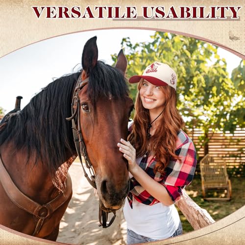 Image of JaGely Two Tone Western Cowboy /Cowgirl Trucker Hat for Women Men Gift Vintage Embroidered Country Baseball Cap