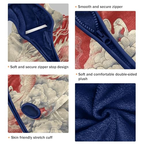 Dragon Amidst Clouds Artwork Toddler Fleece Jacket Girl Boys Hooded Fleece Jacket Coat Warm Outwear Zip-up 3-10T3