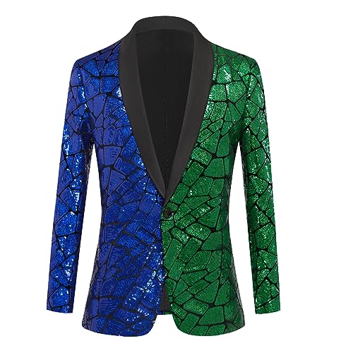 Men's Fashion Velvet Sequins Blazer Sequins Party Prom Suit Jacket