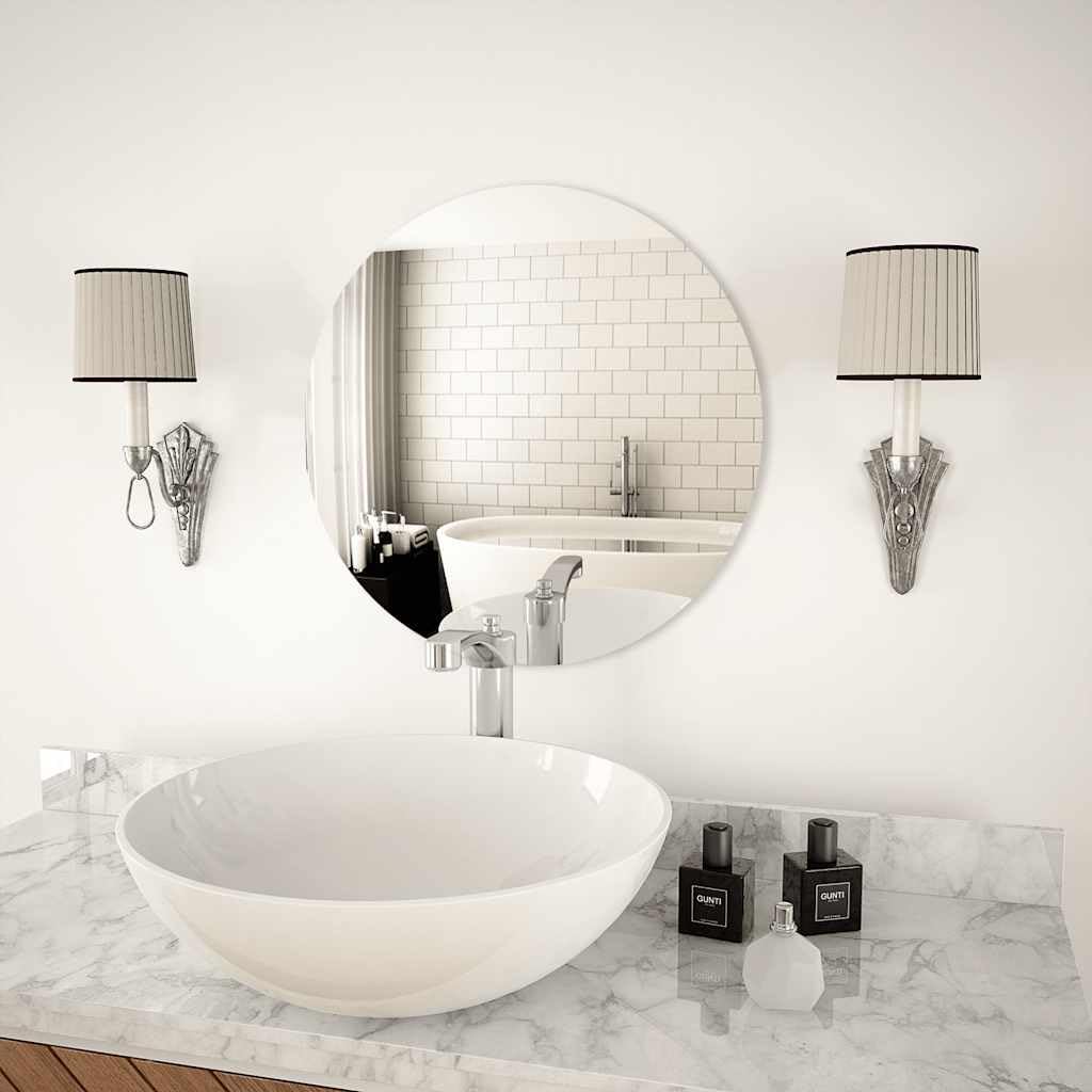 Miroir mural rond 50 cm en verre avec bord poli pour un design minimaliste