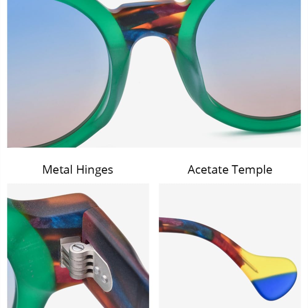 Trendige polarisierte Sonnenbrille aus mattem Acetat, UV400, für Herren, Retro, großer Kreis, rund, mit weitem Bein, für Damen, Schattierungen, Mattrot, Grau, Einheitsgröße