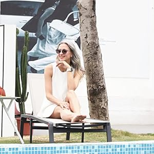 Chaise Lounge Outdoor Aluminum Outdoor Chaise Lounge Set of 2 Assemble Free Patio Lounger Poolside Lay Flat Sunbathing Adjustable Backrest Pool Lounge Chair
