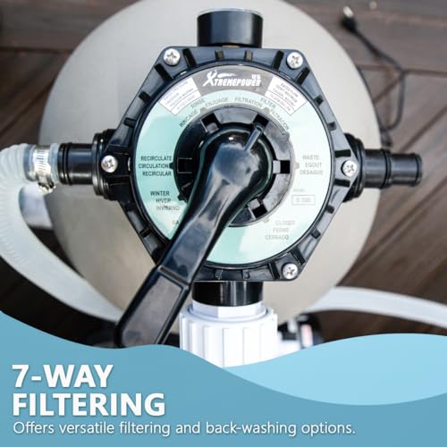 Image of XtremepowerUS 19 inch Sand Filter Pump System for Above Ground Swimming Pool Self-Priming Pool Pump Multi-Port Valve, Strainer Basket 2,400-4,500 GPH, Up to 18,000 Gallons