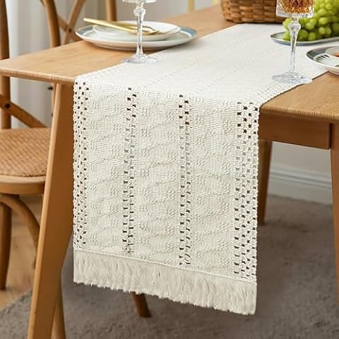 GlasFlength Boho Table Runner with Tassels Cover