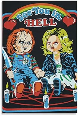 BRRF Horror Movie Poster See You in Hell Chucky Blanket Canvas Art Poster and Wall Art Picture Print Modern Family Bedroom Decor Posters 12x18inch(30x45cm)