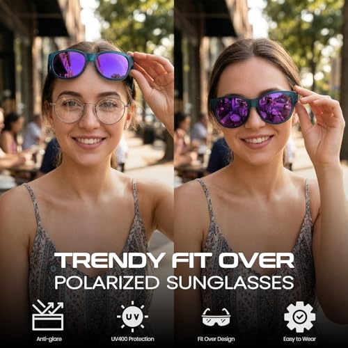 Image of Xfeel Polarized Over Glasses Sunglasses for Women Fitover Sun Glasses | Sunglasses that Fit Over Glasses, UV400 Protection, Outdoor Driving Shades, Over Reading /Prescription Glasses Sunglasses