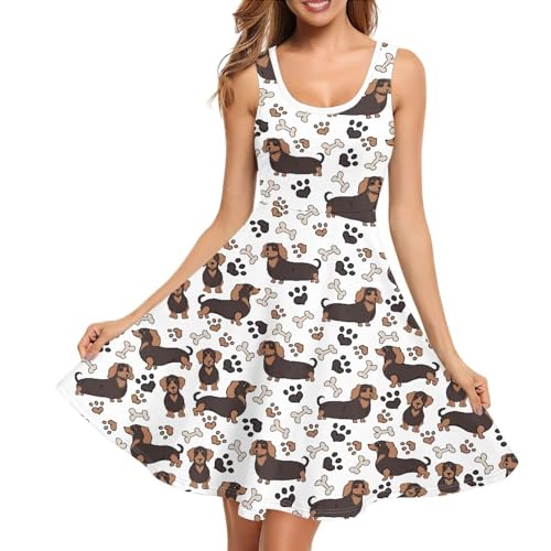 Robe d'été évasée sans manches à col rond pour femme au style fluide