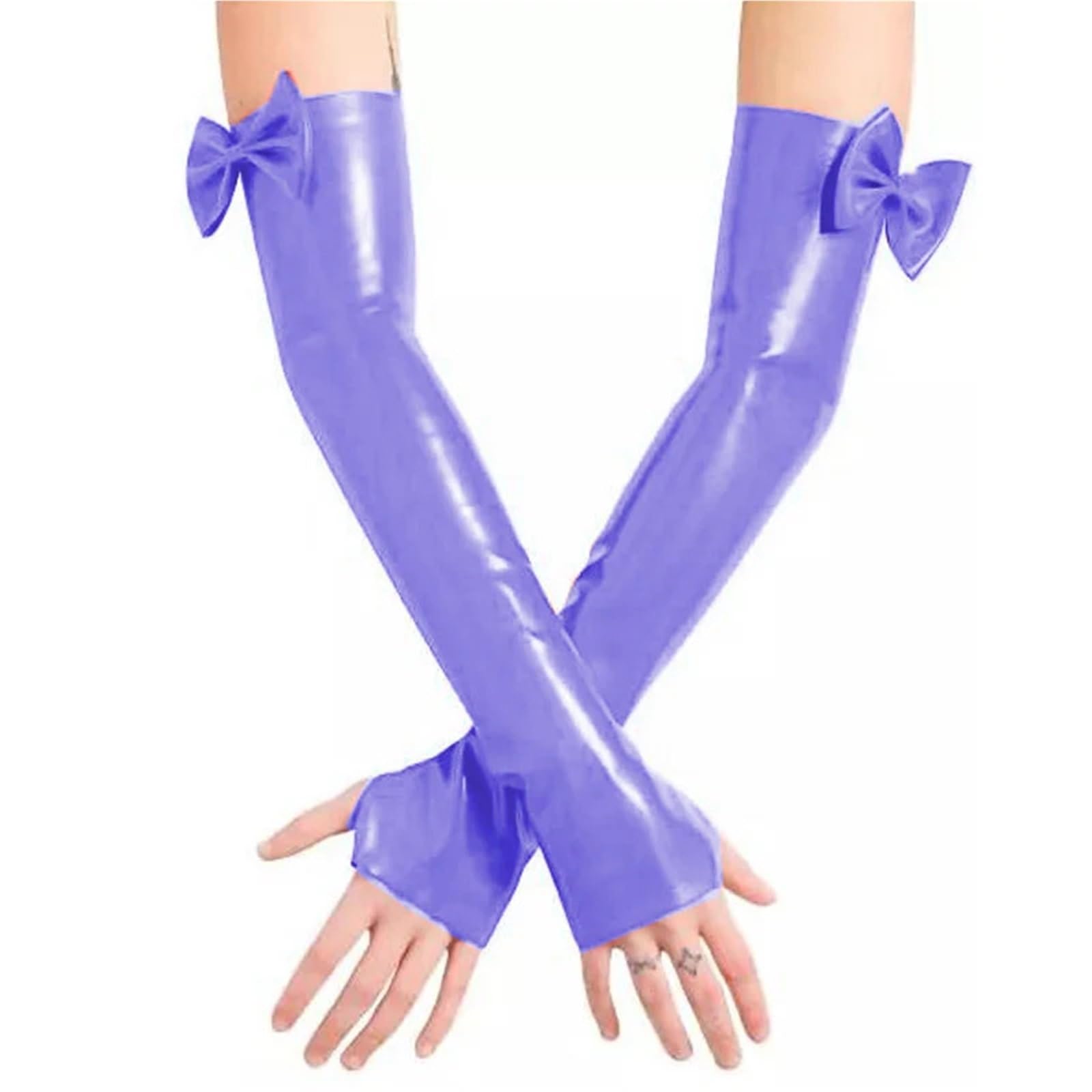 Guantes Largos Mujer Guantes sin dedos Club baile Bowknot guantes de mano largos Vintage fiesta mujeres hasta el brazo