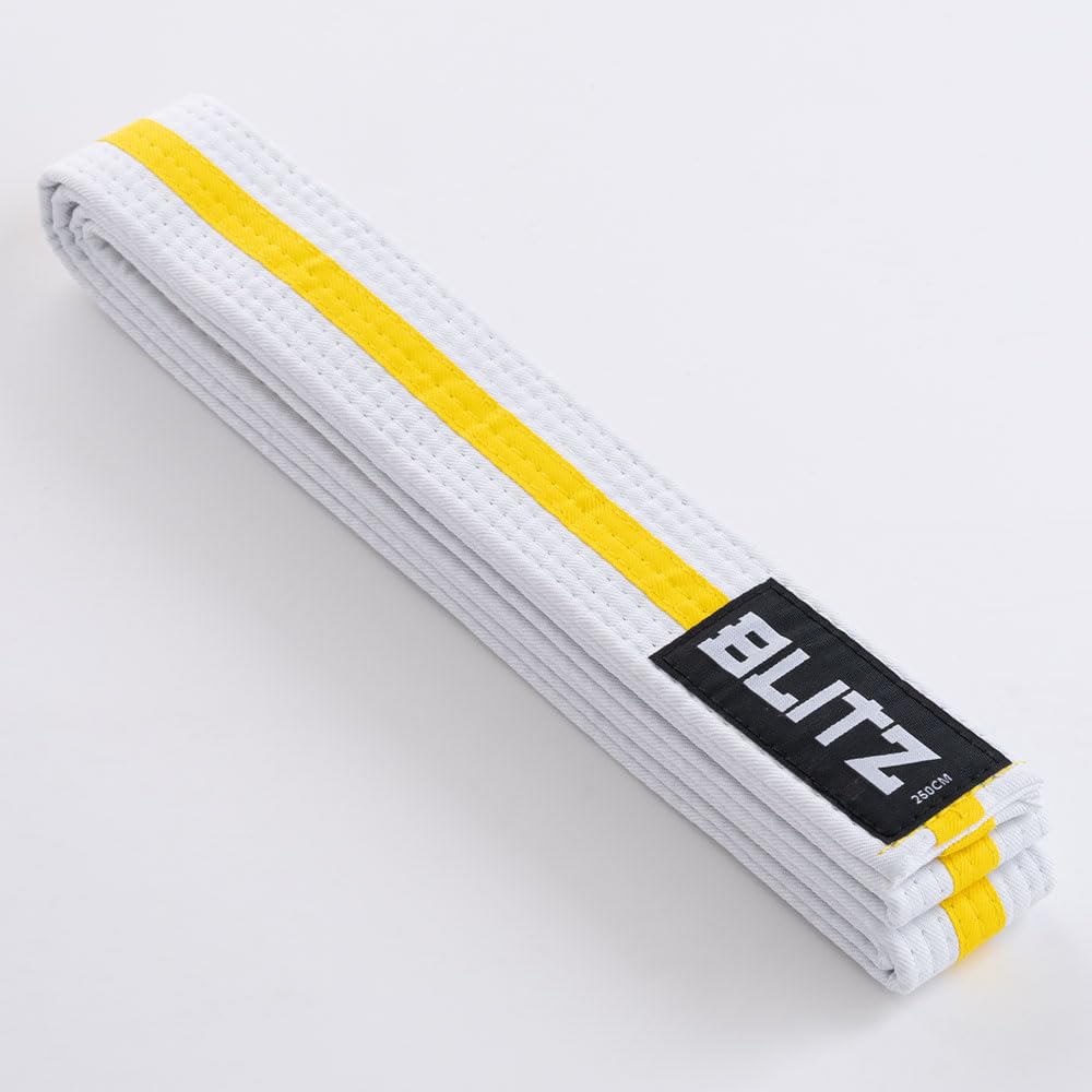 Blitz White Belt/Colour Stripe - White/Yellow - 280cm — image 1