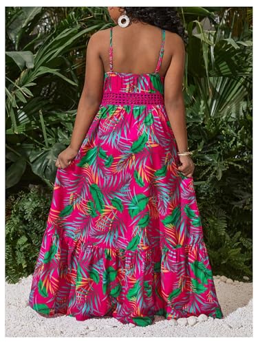 Floerns Girl's Summer Floral Maxi Dress Spaghetti Strap Tropical Beach Tiered Long Dresses3