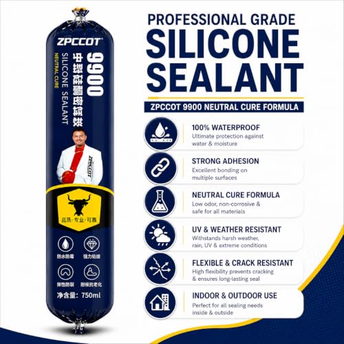Image of Waterproof Silicone Sealant 750g, Roof Leakage Repair Adhesive, Crack Filling & Joint Sealing Caulk, Weather Resistant for Concrete, Cement, Metal, Tiles, Water Tanks, Indoor & Outdoor