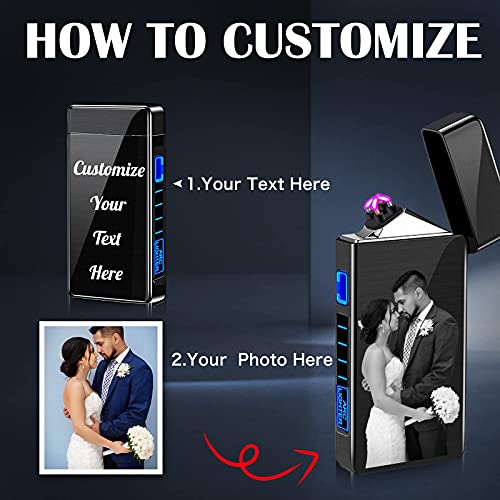 Encendedor eléctrico personalizado con foto recargable negro miniatura 3