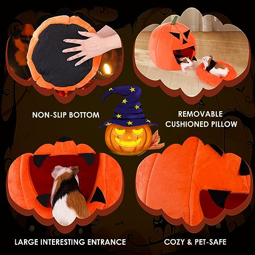 ONEJU Guinea Pig Hideout - Guinea Pig Bed, Halloween Style Small Pet Hides, Ideal Bed for Small Pets Pumpkin Shape, Orange - Image 4